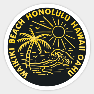 Waikiki Beach Oahu Hawaii Surfing Ocean Surfing Travel Sticker